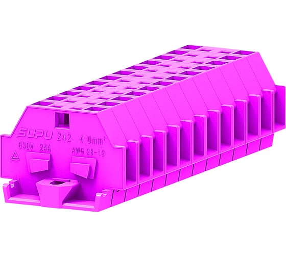 Клемма SUPU TB 1-1 с боковым подключением, с фиксирующим фланцем, розовая, 100 шт 242309 1