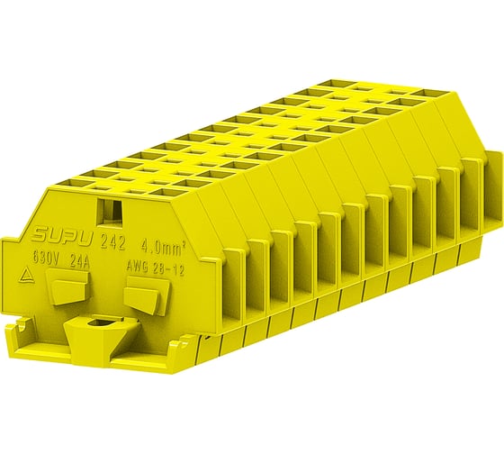 Клемма SUPU TB 1-1 с боковым подключением, с фиксирующим фланцем, желтая, 100 шт 242305 1