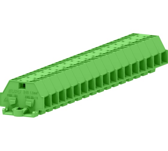 Клемма SUPU TB 2-2 с боковым подключением, с крепежными фланцами, сечение 1,5 мм. кв., зеленая, 100 шт 240336 1
