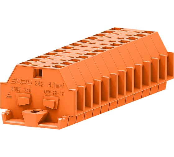 Клемма SUPU TB 1-1 с боковым подключением, с фиксирующим фланцем, оранжевая, 100 шт 242302 1