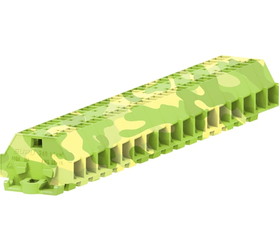 Клемма SUPU TB 2-2 с боковым подключением, с крепежными фланцами, сечение 1,5 мм. кв., желто-зеленая, 100 шт 240337 1