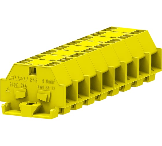 Клемма SUPU TB 2-2 с боковым подключением, с фиксирующим фланцем, желтая, 100 шт 242335 1