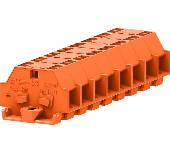 Клемма SUPU TB 2-2 с боковым подключением, с фиксирующим фланцем, оранжевая, 100 шт 242332 1