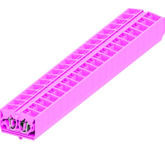 Клемма SUPU TB 2-2 фронтальное подключение, с защелкивающимися ножками, сечение 2,5 мм. кв., розовый, 100 шт 254349 1