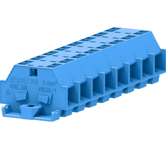 Клемма SUPU TB 2-2 с боковым подключением, с фиксирующим фланцем, синяя, 100 шт 242334 1