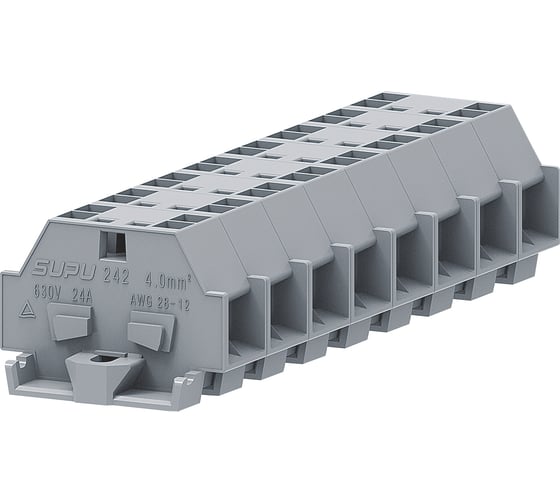 Клемма SUPU TB 2-2 с боковым подключением, с фиксирующим фланцем, серая, 100 шт 242331 1