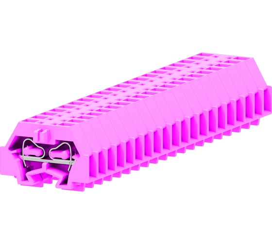 Клемма SUPU TB концевая 1-1 с боковым подключением, с защелкивающимися ножками, сечение 1,5 мм. кв., розовая., 100 шт 240329 1