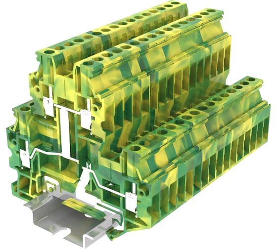 Клемма SUPU TU 2-уровневая, земля, винтовая, сечение 2,5 мм. кв., желто-зеленая 100 шт TUD2.5-2-PE 1