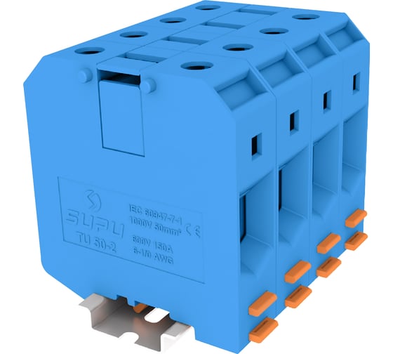 Клемма SUPU TU 1-1 винтовая, сечение 50 мм. кв., синяя 20 шт TU50-2-BU 1