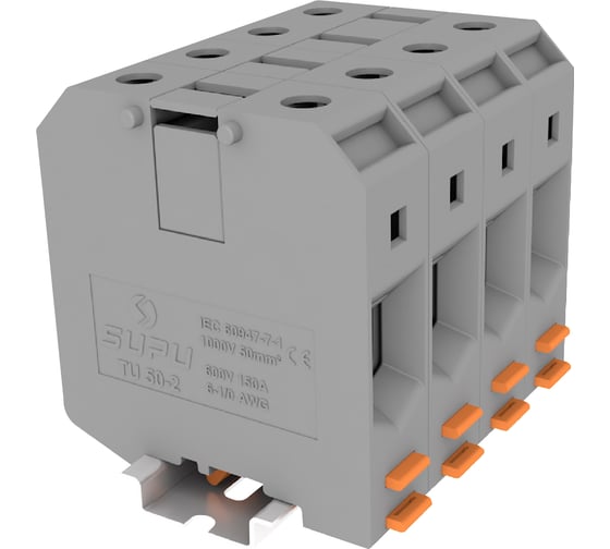 Клемма SUPU TU 1-1 винтовая, сечение 50 мм. кв., серая 20 шт TU50-2-GY 1