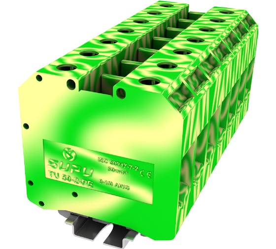 Клемма SUPU TU 1-1 земля, винтовая, сечение 50 мм. кв., желто-зеленая 20 шт TU50-2-PE 1