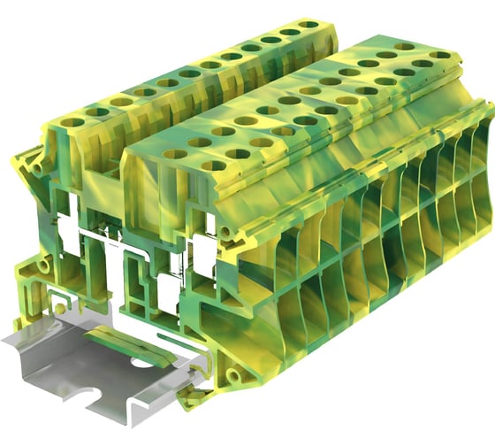 Клемма SUPU TU 1-2 земля, винтовая, сечение 4 мм. кв., желто-зеленая 100 шт TU4-3-PE 1