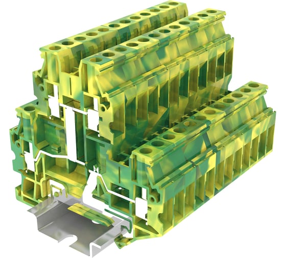 Клемма SUPU TU 2-уровневая, земля, винтовая, сечение 4 мм. кв., желто-зеленая 50 шт TUD4-2-PE 1