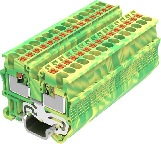 Клемма SUPU мини TP 1-1 проходная земля, Push-in, сечение 1,5 мм. кв., DIN 15, желто-зеленая 200 шт TPM1.5-2-PE 1