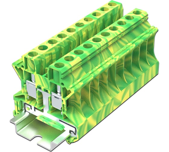 Клемма SUPU TU 1-1 земля, винтовая, сечение 6 мм. кв., желто-зеленая 50 шт TU6-2-PE 1