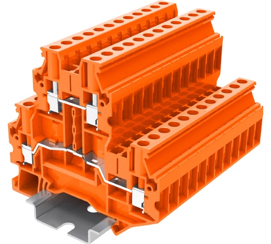 Клемма SUPU TU 2-уровневая, винтовая, сечение 4 мм. кв., оранжевая 50 шт TUD4-2-OG 1