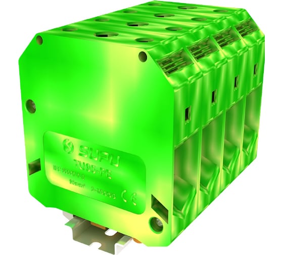 Клемма SUPU TU 1-1 земля, винтовая, сечение 95 мм. кв., желто-зеленая 10 шт TU95-2-PE 1