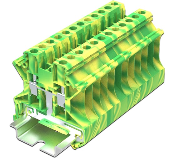 Клемма SUPU TU 1-1 земля, винтовая, сечение 4 мм. кв., желто-зеленая 50 шт TU4-2-PE 1