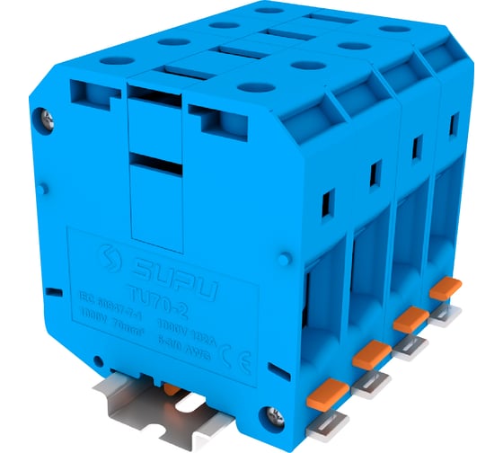 Клемма SUPU TU 1-1 винтовая, сечение 70 мм. кв., синяя 20 шт TU70-2-BU 1