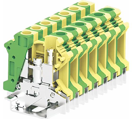 Клемма SUPU SUK 1-1 земля винтовая, сечение 10 мм. кв., желто-зеленая 50 шт 310993 1