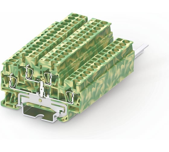 Клемма SUPU TC 2-уровневая, земля, сечение 2,5 мм. кв., желто-зеленая 100 шт TCD2.5-2-PE 1