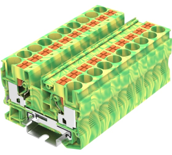 Клемма SUPU TP 1-1 земля, Push-in, сечение 10 мм. кв., желто-зеленая 50 шт TP10-2-PE 1