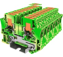 Клемма SUPU TP 1-1 проходная, с боковой вводом провода, с заземлением, Push-in, сечение 6 мм. кв., желто-зеленая 50 шт TPV6-2-PE