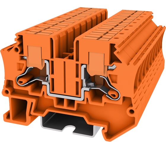 Клемма SUPU TP 1-1 проходная, с боковой вводом провода, Push-in, сечение 6 мм. кв., оранжевая 150 шт TPV6-2-OG 1