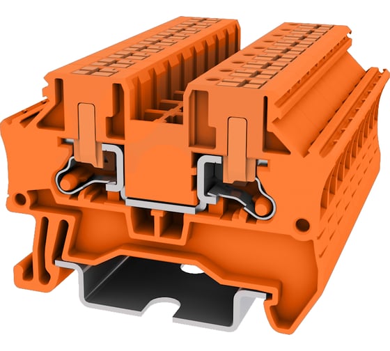 Клемма SUPU TP 1-1 проходная, с боковой вводом провода, Push-in, сечение 4 мм. кв., оранжевая 150 шт TPV4-2-OG 1