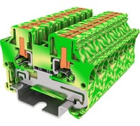 Клемма SUPU TP 1-1 проходная, с боковой вводом провода, с заземлением, Push-in, сечение 4 мм. кв., желто-зеленая 100 шт TPV4-2-PE