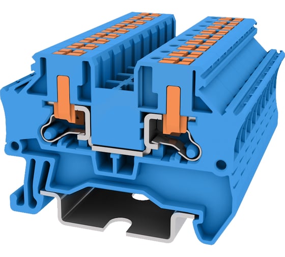 Клемма SUPU TP 1-1 проходная, с боковой вводом провода, Push-in, сечение 4 мм. кв., синяя 150 шт TPV4-2-BU 1