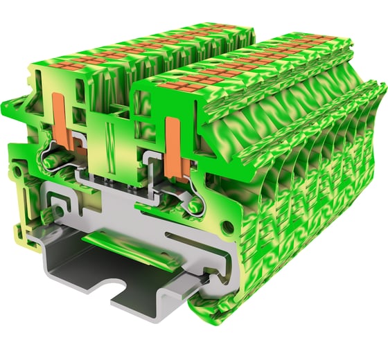 Клемма SUPU TP 1-1 проходная, с боковой вводом провода, с заземлением, Push-in, сечение 2,5 мм. кв., желто-зел 150 шт TPV2.5-2-PE 1