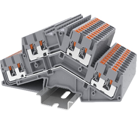 Клемма SUPU TP 2-уровневая, угловая, сечение 2,5 мм. кв., серая 50 шт TPDS2.5-4-GY 1