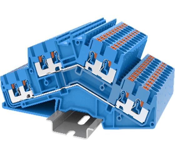 Клемма SUPU TP 2-уровневая, угловая, сечение 2,5 мм. кв., синяя 50 шт TPDS2.5-4-BU 1