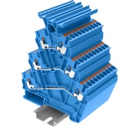 Клемма SUPU TP 3-уровневая, угловая, с держателем маркировки, Push-in, сечение 2,5 мм. кв., синяя 25 шт TPTS2.5-2T-BU