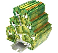 Клемма SUPU TP земля, 3-уровневая, угловая, с уравниванием потенциала, Push-in, сечение 2,5 мм. кв., желто-зеленая 25 шт TPTS2.5-2-PE