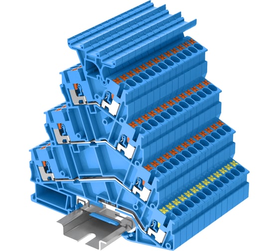 Клемма SUPU TP 4-уровневая, угловая, с держателем маркировки, с земля, Push-in, сечение 2,5 мм. кв., синяя 25 шт TPFS2.5-2T-BU 1