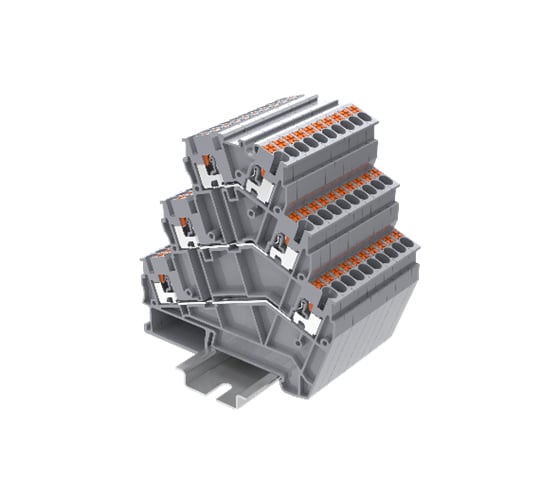 Клемма SUPU TP 3-уровневая, угловая, Push-in, сечение 2,5 мм. кв., серая 25 шт TPTS2.5-2-GY 1