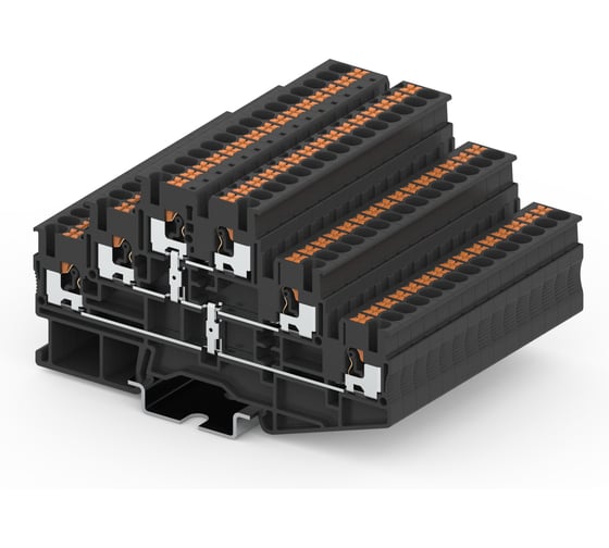 Клемма SUPU TP 3-уровневая, с уравниванием потенциалов, Push-in, сечение 2,5 мм. кв., черная 50 шт TPT2.5-2-PV 1