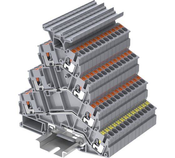 Клемма SUPU TP 4-уровневая, угловая, с держателем маркировки, с земля, Push-in, сечение 2,5 мм. кв., серая 25 шт TPFS2.5-2T-GY 1
