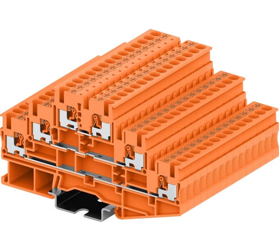 Клемма SUPU TP 3-уровневая, Push-in, сечение 2,5 мм. кв., оранжевая 50 шт TPT2.5-2-OG 1