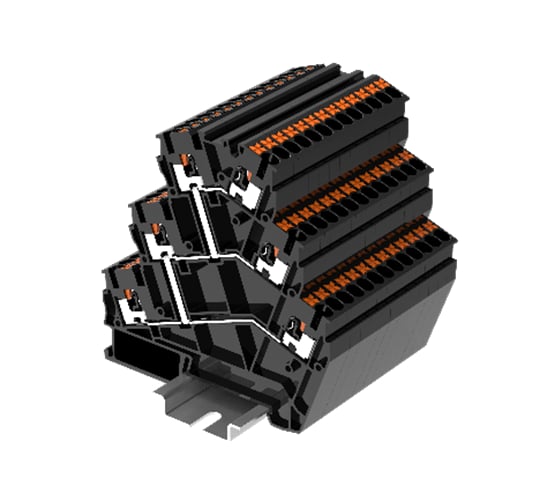 Клемма SUPU TP 3-уровневая, угловая, Push-in, сечение 2,5 мм. кв., черная 25 шт TPTS2.5-2-PV 1