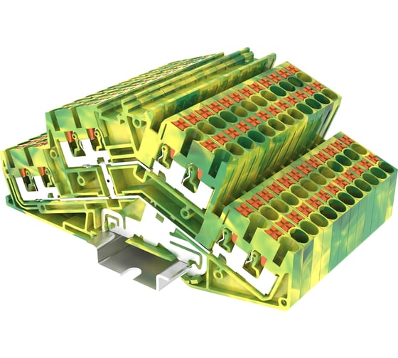 Клемма SUPU TP земля, 2-уровневая, угловая, сечение 2,5 мм. кв.,желто-зеленая 50 шт TPDS2.5-4-PE 1