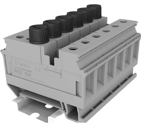 Клемма SUPU TU, винтовая, с предохранителем, 10мм. кв., серая,
50 шт TU10-NF(5X20) 1