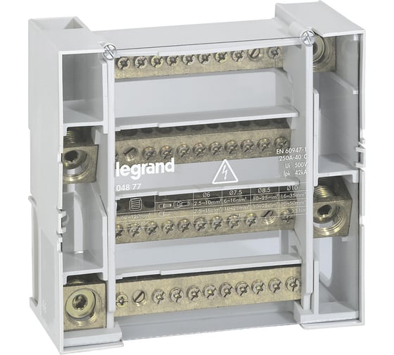 Модульный распределительный блок Legrand 4П - 250 A - 12 подключений 004877 1