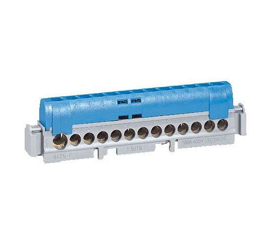 Клеммная колодка Legrand IP 2X нейтраль 1x6-25 мм2 21x1,5-16 мм2 длина 176 мм 004846