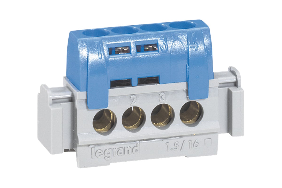 Клеммная колодка Legrand IP 2X - нейтраль - синий - длина 47 мм 004840 ...