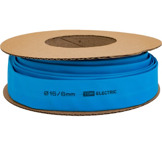 Термоусаживаемая трубка TDM ELECTRIC ТУТнг 16/8 синяя в коробке (10 м/упак) SQ0518-0439