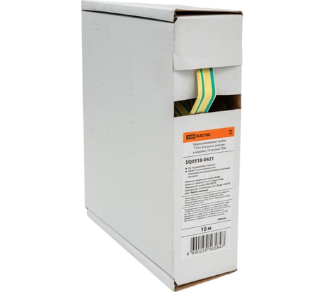 Термоусадочная трубка TDM ELECTRIC ТУТнг 8/4 желто-зеленая в коробке, упаковка 10 метров SQ0518-0421