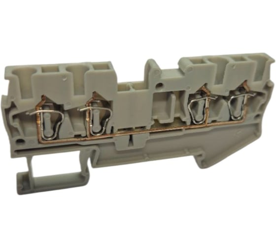 Проходная клемма UPUN UJ5-2.5/2X2, 4 точки подключения в клемме, тип фиксации провода: пружинный, номинальное сечение: 2,5 мм кв., 28A, 800V, цвет: серый, 90 шт. erp865511 1